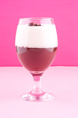 two color pudding, chocolate and vanilla pudding