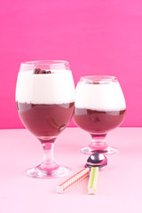 two color pudding, chocolate and vanilla pudding