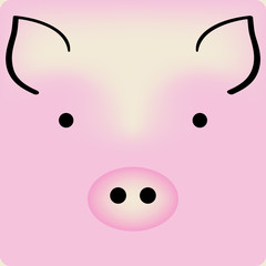 Cute cartoon pink piggy face, vector background for a card
