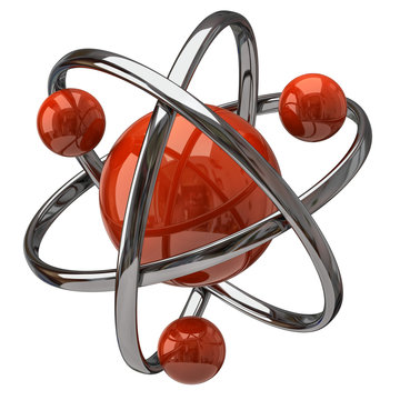 3d atom isolated on white backgound