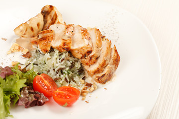 chicken fillet with vegetables and rice