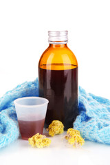 Cough syrup isolated on white