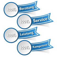 Beratung,service,leistung,kompetenz sticker blau