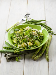risotto with asparagus zucchinis and green beans,vegetarian food