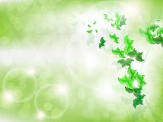 Fototapeta premium Environmental Background with green leaf butterflies