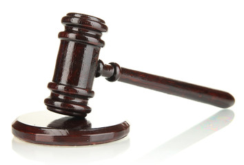 Wooden gavel isolated on white