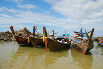 Fototapeta na wymiar Long Boats, The Beach, Phuket, Thailand