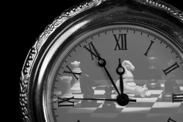 Pocket watch with chess pieces