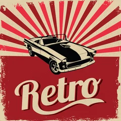 Photo sur Plexiglas Poster vintage Flyer de conception de voitures anciennes - conception de vecteur de style grungy