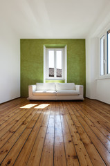 Fototapeta na wymiar home interior, view white sofa and window