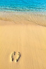 One pair footstep on the beach