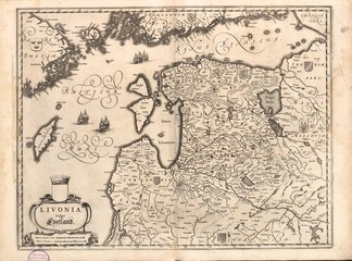 Fototapeta na wymiar Litwa stara mapa