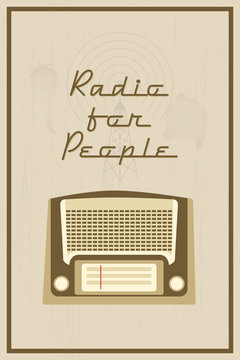 Retro vector poster with vintage radio receiver