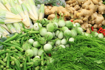 Fresh vegetables in market , Asia, Thailand