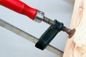 Clamp with red handle