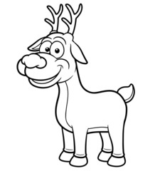 Naklejka premium Vector illustration of Deer cartoon - Coloring book