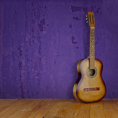Obraz na płótnie Canvas Gitara na grunge rocznika tle tekstury