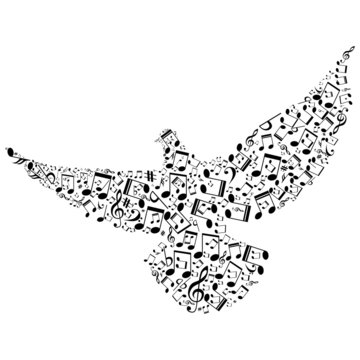 Bird With Smaller Musical Notes