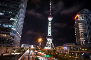 Fototapeta na wymiar China Shanghai landmark Shanghai Oriental Pearl TV Tower