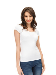 Fototapeta premium woman in blank white t-shirt