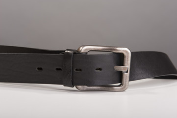 Black leather mens belt