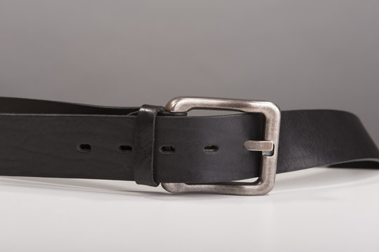 Black Leather Mens Belt