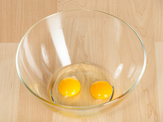Eggs in a glass bowl