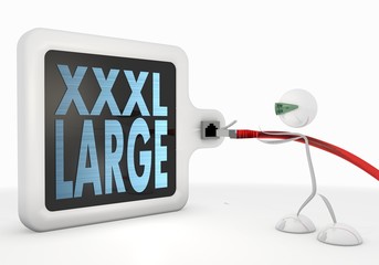 3d render of a x-large XL symbol with futuristic 3d character