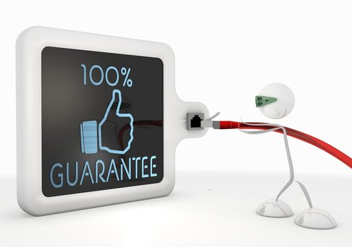guarantee icon with futuristic 3d character