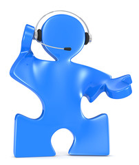 Headset. Puzzle People with headset. Blue.