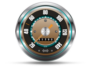 Retro style speedometer,  isolated on white,vector