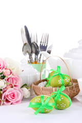 Place setting for Easter close up