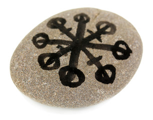 Fortune telling  with symbols on stone isolated on white