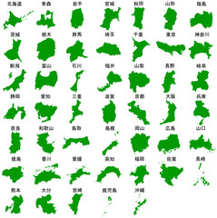 地図　日本　都道府県　緑