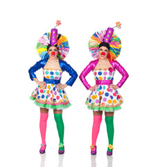 Two Identical Female Clown