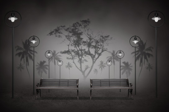 Free Images : light, black and white, bench, night, morning, dark