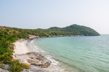 sea and mountain on Sichang island , Thailand