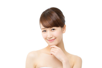 Beautiful young woman isolated on white background