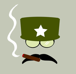 vintage military man smoking cigar