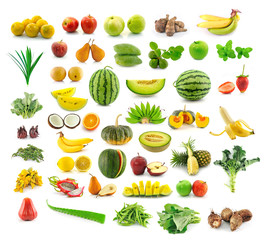 fruit collection isolated on white background