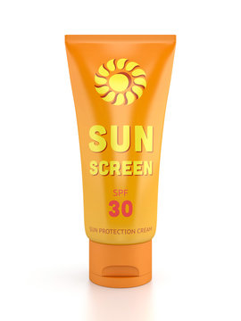 Sunscreen Tube Isolated On White