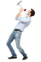 Young man with megaphone