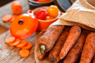 fresh carrots on the table