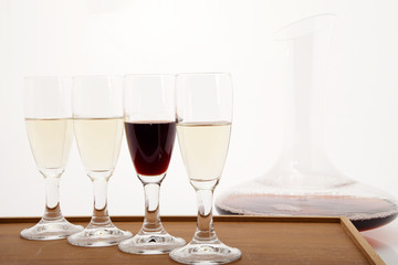 Degustazione del vino bianco e rosso