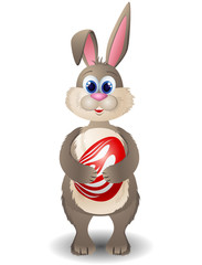 Cartoon rabbit with red egg