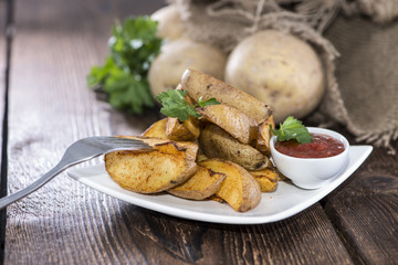 Portion of fresh made Potato Wedges