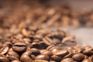 close-up of coffee beans and smoke