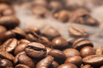 close-up of coffee beans and smoke