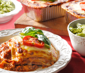 Lasagna-Beef lasagna cucumber side salad