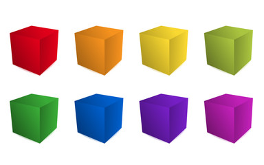 Fototapeta premium Bunte 3D-Würfel mit Aufsicht in Regenbogenfarben – Vektor